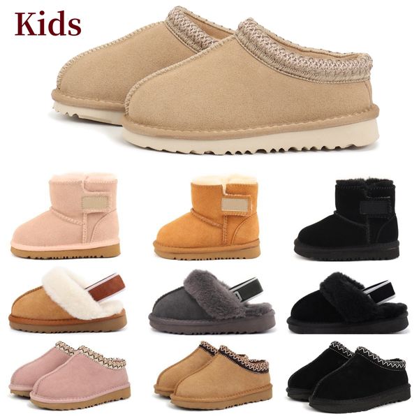 2024 Bambini Ragazzo ragazza bambini Tasman Tazz pantofole stivali Pelle di pecora Pelliccia di peluche tenere stivali caldi con sacchetto per la polvere Caviglia Morbida e comoda Scarpe casual Bellissimi regali 22-35