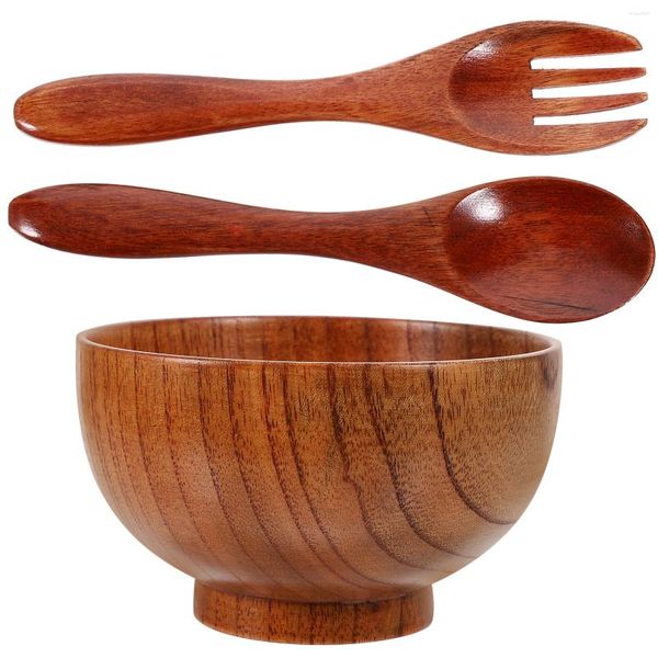 Тарелки, 1 комплект, универсальная миска, сервировочная вилка, ложка с плоским дном, деревянная