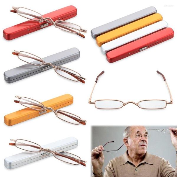 Occhiali da sole leggeri con montatura in metallo, mini portatili, sottili, piccole lenti in resina, occhiali da lettura, occhiali per la cura della vista