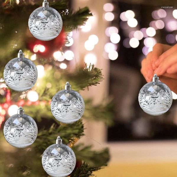 Dekoratif figürinler 6pcs beyaz kar topu Noel süsleri asılı ağaç süslemeleri paramparça olmuş açık baubles topları ev için xmas