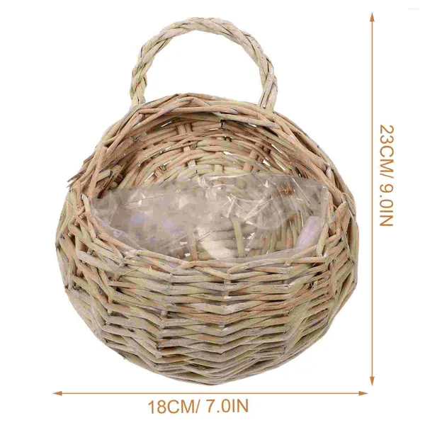 Vasen 2 Stück Wandbehang Rattan Blumenkorb Topf Indoor Woven Wicker Dekorativer Holz Organizer Pflanzer Dekoration