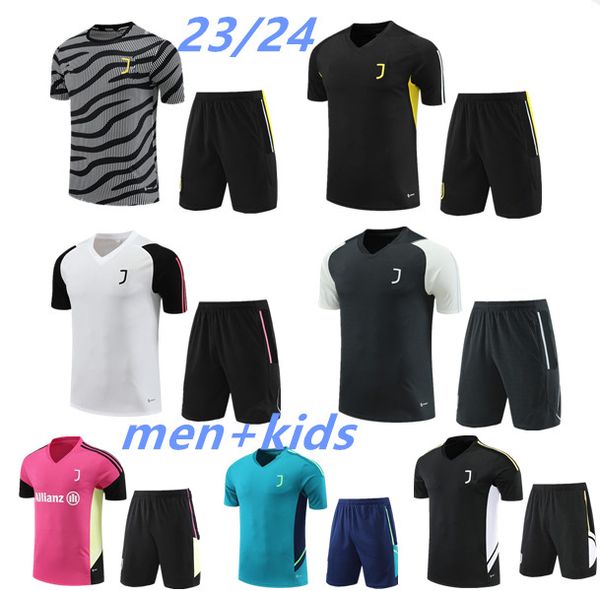 23 24 Maglie da calcio Maniche corte Tuta da allenamento POGBA DI MARIA VLAHOVIC CHIESA 23/24 Tuta da uomo Bambini Set Kit da calcio Uniforme Abbigliamento sportivo