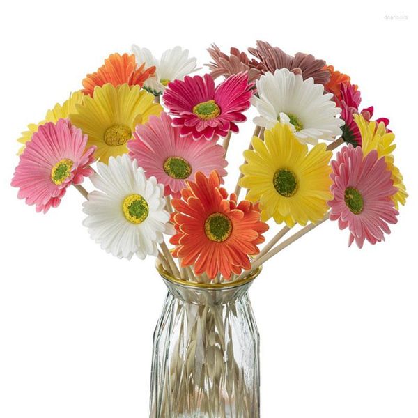 Flores decorativas Gerbera Artificial Decoração de Casa Simulação Flor Casamento Segurando Girassol