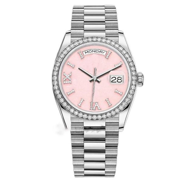 Orologio da uomo Orologio da uomo di design di fascia alta con diamanti montre, vetro zaffiro impermeabile, orologio di lusso da donna, regalo di Natale, orologio da polso con quadrante rosa in acciaio inossidabile 90L