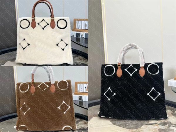 Tasarımcı Çanta Alışveriş Çantası Kadın Tote Çanta Moda Kuzu Yün Peluş Paket Crossbody Omuz Çantaları Mektubu