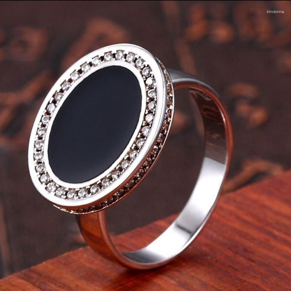 Кольца-кластеры BOCAI, настоящие твердые серебряные украшения S925, черные резиновые мужские кольца с кристаллами, модные простые мужские кольца