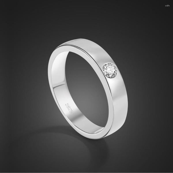 Кольца-кластеры из стерлингового серебра 925 пробы для мужчин и женщин обручальное кольцо с цирконием CZ 4,5 мм гладкая однотонная пары размеры от 5 до 13