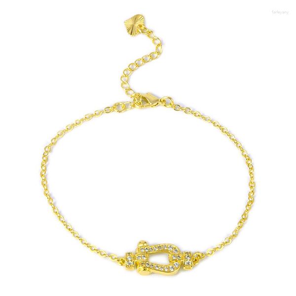 Bangle moda estilo na moda ouro preenchido declaração jóias u tipo design pingentes banhado a ouro cobre pulseira agradável para mulher