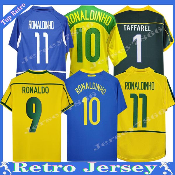 Camisa de futebol retrô do Brasil 1998 2002 Carlos Romário Ronaldinho goleiro brasileiro camisa de futebol 2004 camisa de futebol 1994 2006 1982 RIVALDO ADRIANO 2000 2010