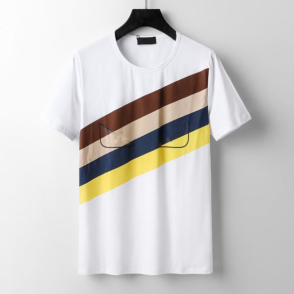 T-shirt da uomo di design in bianco e nero a righe scozzesi beige di marca in puro cotone traspirante sottile camicia casual street stesso stile da uomo e da donna di alta qualità M-XXXL