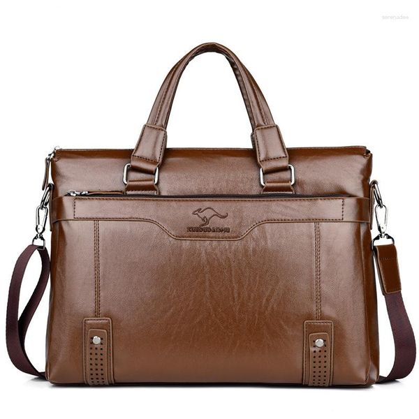 Aktentaschen 2023 Herren Aktentasche Tasche Business PU Leder Reißverschluss Dokumententaschen Porte-Dokumente Luxus Mann Reise Koffer Brieftasche