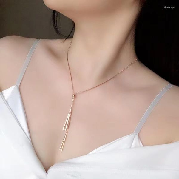Ожерелья с подвесками 2023, модное корейское модное длинное треугольное ожерелье для женщин, ожерелье-колье, персонализированные вечерние ювелирные аксессуары, аксессуары