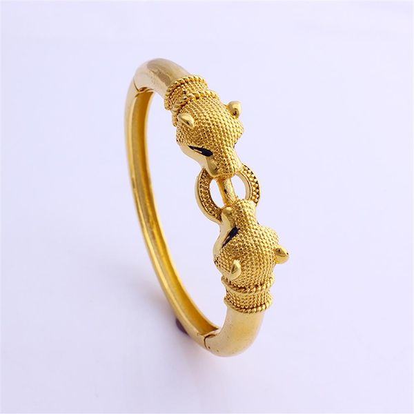 Fansheng braccialetto leopardato con fascino elevato in oro massiccio 24 carati braccialetti GF in oro giallo massiccio per donna uomo gioielli regalo africano etiope313m
