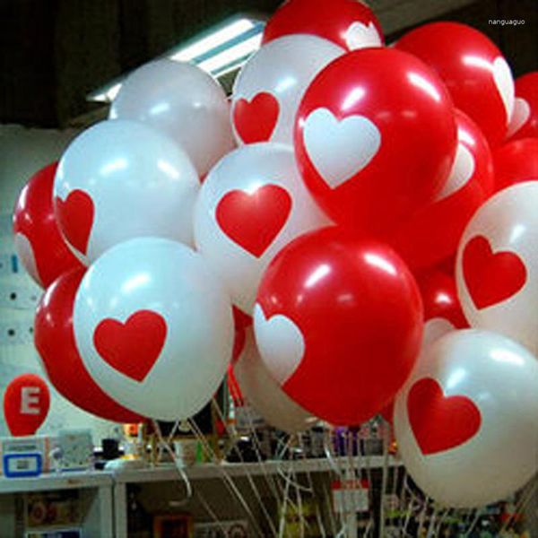 Decoração de festa Haochu 20 pcs 12 polegadas engrossar balões de látex branco vermelho com coração amor para aniversário casamento festival decoração bebê brinquedo ballon