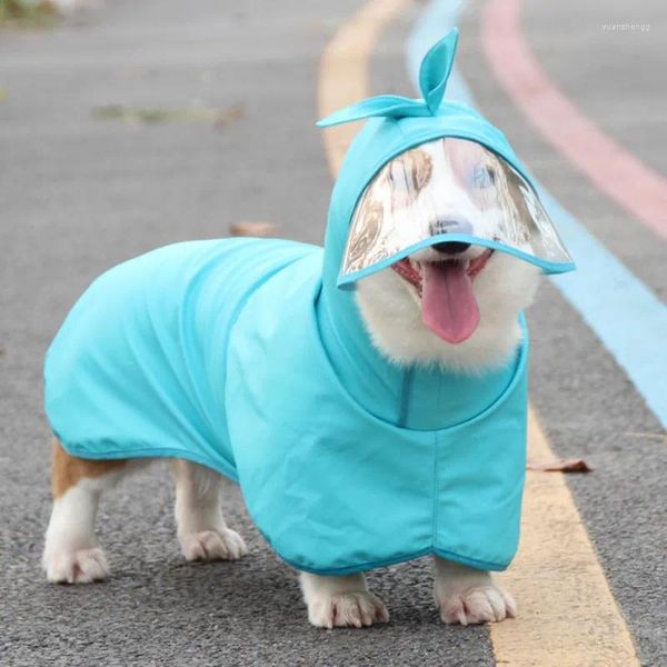 Vestuário para cães 6 tamanhos capa de chuva com capuz transparente capa de chuva jaqueta slicker poncho para cães pequenos a grandes