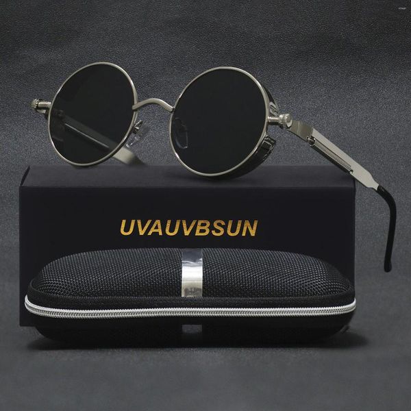 Güneş Gözlüğü Klasik Gotik Steampunk Polarize Erkekler Kadın Marka Tasarımcısı Vintage Yuvarlak Metal Çerçeve Güneş Gözlükleri Lunette De Soleil