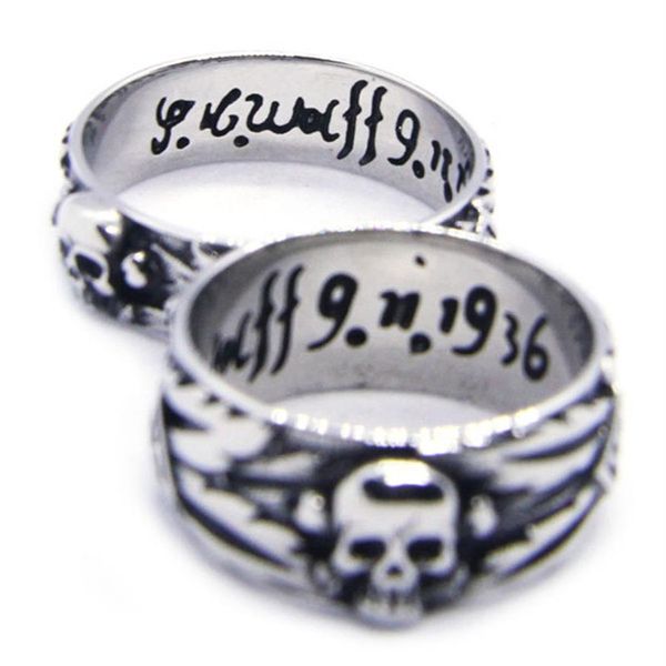 2 pz / lotto dimensione 6-13 Anello unisex con teschio freddo in acciaio inossidabile 316L Gioielli di moda Design personale Na Skull Ring291L