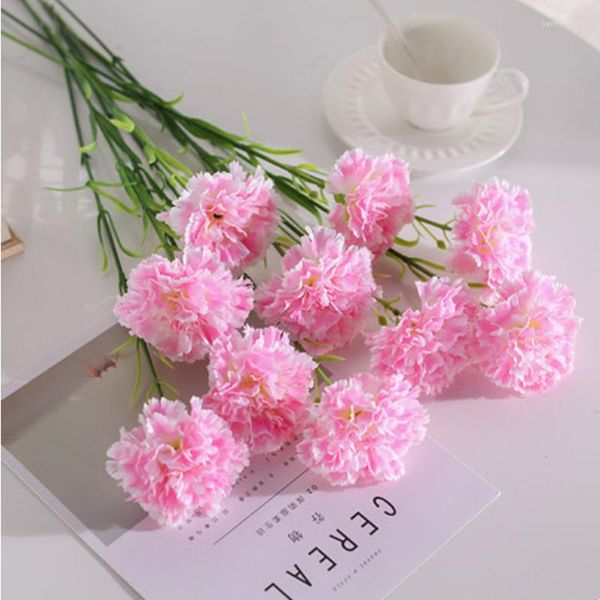 Dekorative Blumen 3/10PCS Simulation von Nelkenstrauß Seide getrocknete Blumendekoration Tisch Wohnzimmer Ort