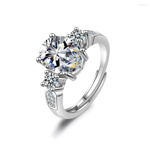 Anéis de cluster 5mm 6.5mm anel completo de moissanite para mulheres s925 prata esterlina eternidade espumante diamante banda casamento jóias