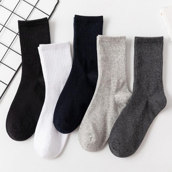 Männer Socken Einfarbig Mid-kalb Hohe Elastische Baumwolle Herbst Und Winter Casual Strümpfe Großhandel