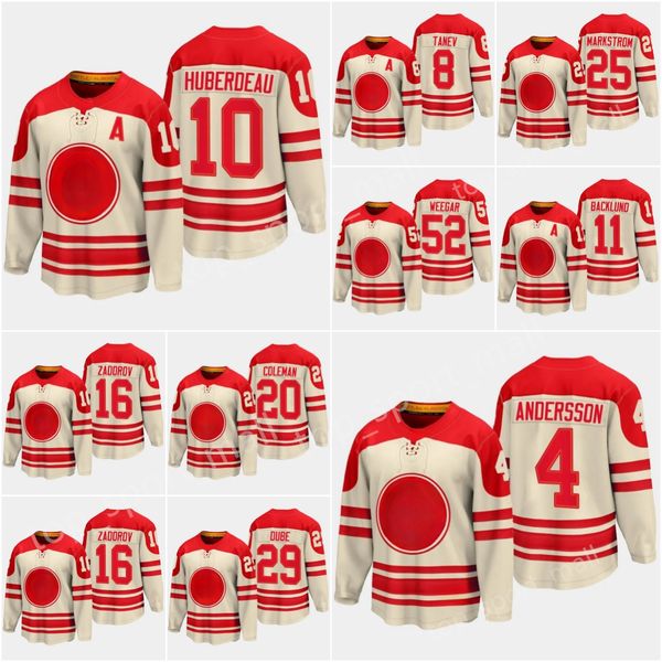 2023 Heritage Classic Maglie Hockey Mikael Backlund Rasmus Andersson Dillon Dube Noah Hanifin Jacob Markstrom Kenzie Weegar Nikita Zadorov