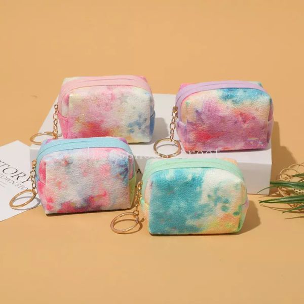 Tie-dye estrelas sacos cosméticos pequeno batom saco organizador sobrancelha lápis mini bolsa de maquiagem bonito bolsa de moedas de armazenamento para mulher