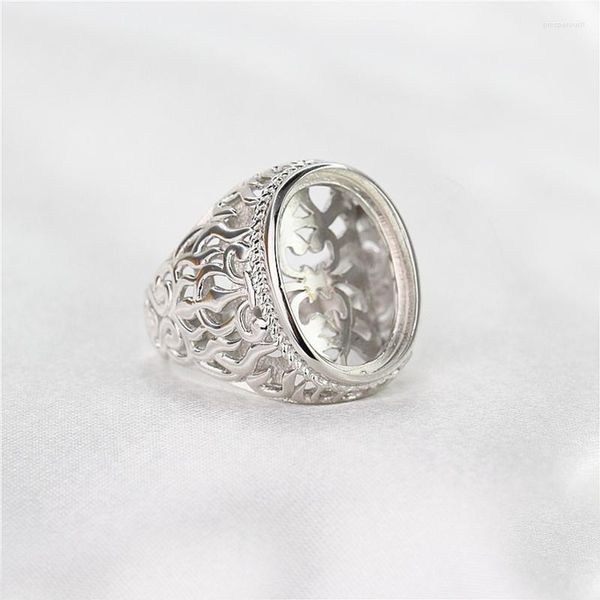 Cluster-Ringe Art Deco 925 Sterling Silber 13x13mm 13x18mm 12x16mm 14x19mm 15x20mm Oval Cabochon Semi Mount Herren Ring für Bernstein Achat DIY