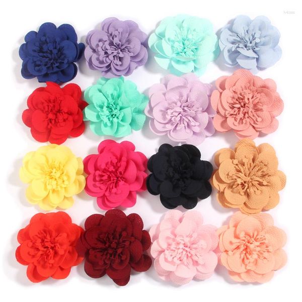 Dekorative Blumen, 60 Stück, 7 cm, 6,9 cm, Spitzenbesatz, Aufnäher, Applikation, Chiffon-Stoff, Hochzeitskleid, DIY, Flwer Boutique für Kränze, Rose