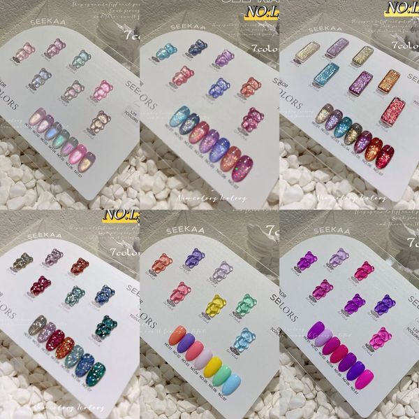 Nagellack, 7 Farben, durchscheinende Glasflasche, milchiges Gelee, weißer Gel-Nagellack, weiße Farbe, UV-LED-Gel-Lack für Maniküre, Nail Art Base Top 230928