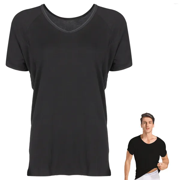 Camiseta masculina suor camiseta respirável almofadas nas axilas manga curta com camiseta à prova de homem verão moletom camisetas