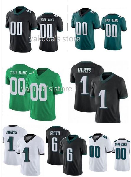 Dhgate individuelle Fußballtrikots Kelly Green Hurts Smith Sanders Slay Jr. Kelce Dawkins Brown Cunningham Graham Vick Yakuda Store Stitched Trikot