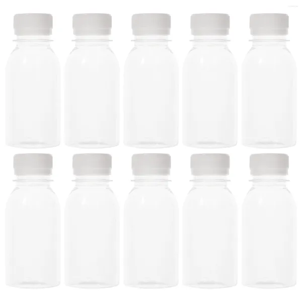 Take-Out-Behälter, 10 Stück, Milchflasche, Getränkebehälter, multifunktional, transparente Flaschen, transparent, Saft, Wasser, leer, Bauchmuskeln, bequemes Reisen