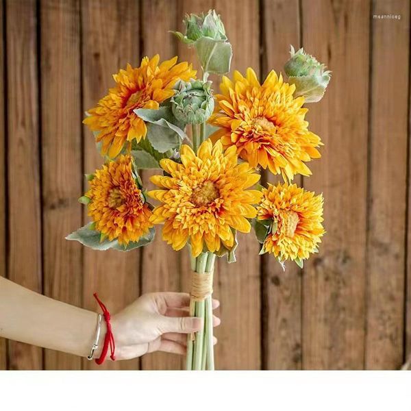 Fiori decorativi 1 pacchetto mazzi di girasoli artificiali fiori di campo finti festa di nozze decorazioni artistiche artigianali fai da te