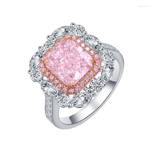 Anelli a grappolo ZOCA Gioielli boutique di alta qualità Anello principessa personalizzato con diamante rosa Carbonio 3CT Stile di simulazione Argento sterling 925