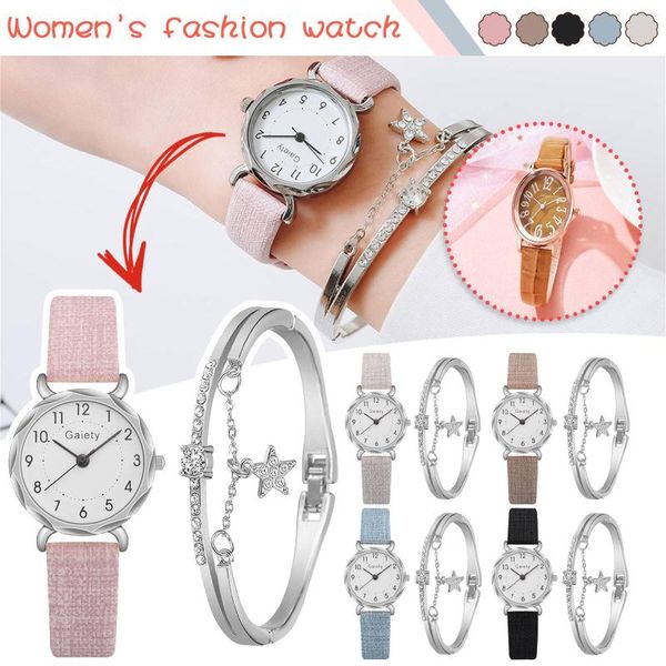 Armbanduhren Frauen Uhr Zifferblatt Armband Uhren Set Damen Leder Band Quarz Armbanduhr Weibliche Uhr Relogio Mujer