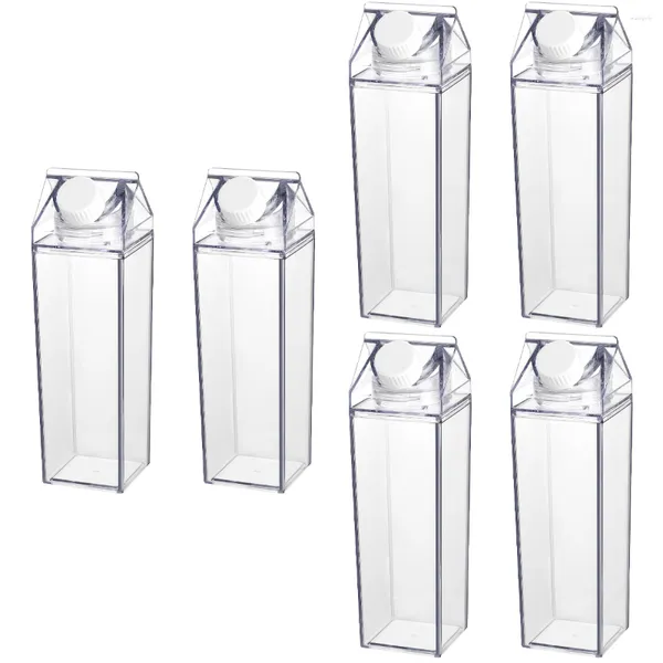 Wasserflaschen, 3 Stück, transparente Plastikflasche, Wasserflasche, Modellierung, klarer Milchsaftbehälter, Reisekaraffe-Deckel