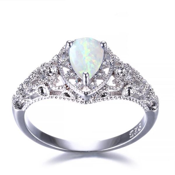 5 Stück Luckyshine S925 Sterling Silber Damen Opal Ringe Blau Weiß Natürlicher Mystischer Regenbogentopas Hochzeit Verlobungsringe #7-10296N