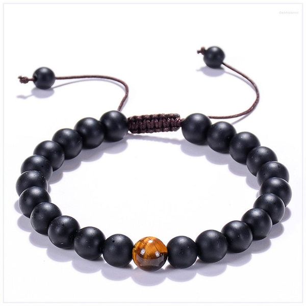 Strang 8 MM natürliche Multi-Stein Lava Matte Howlith Perlen Weben Nylon Seil handgemachte zierliche Perlen Armband für männlichen weiblichen Schmuck