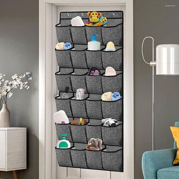 Scatole portaoggetti 24 tasche Porta scarpe Organizer con 4 ganci sopra la porta Mensola sospesa per armadio Camera da letto Bagno Bambini Donne Uomini