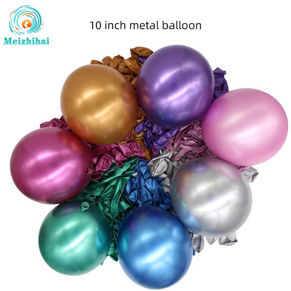 50pcs/lot cadılar bayramı dekorasyon balonu 10 inç krom metal renkli Noel doğum günü partisi dekorasyon lateks balonlar festival düğün sahne malzemeleri 2740