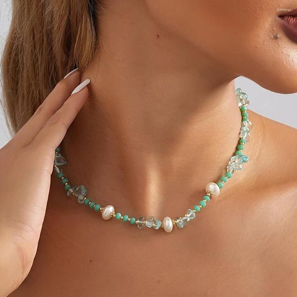 Choker Kreative Nachahmung Perle Naturstein Halskette Für Frauen Einfache Und Vielseitige Damen Straße S Schmuck Großhandel Direkt Verkäufe