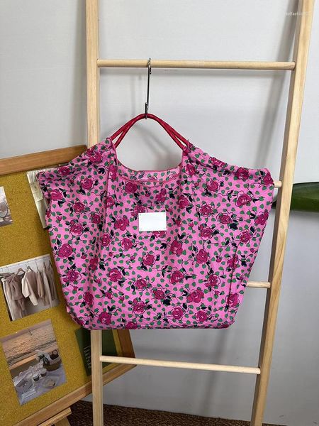 Einkaufstaschen Japan und Südkorea Blumenmuster Tasche große Kapazität Damen umweltfreundlich faltbar Schulter Canvas