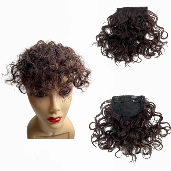 Lace s cabelo humano encaracolado franja para mulheres negras curto afro kinky clip em hairpieces indiano não-remy 230928