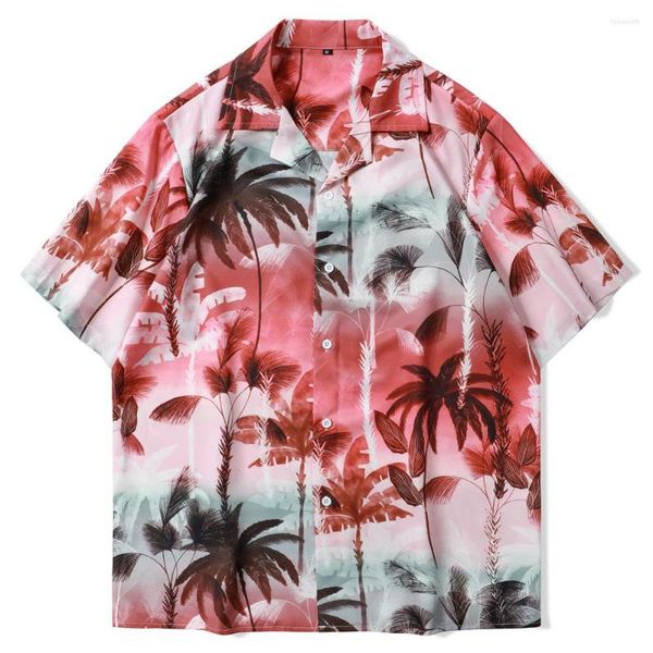 Chemises décontractées pour hommes Summer Beach Hawaiian manches courtes Mode Streetwear Top Hommes Bouton Vêtements