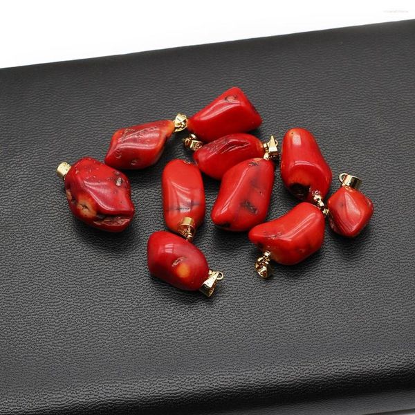 Collane con ciondolo 2 pezzi carino corallo rosso irregolare mare bambù ciondoli per gioielli di moda che fanno fai da te collana orecchino artigianato