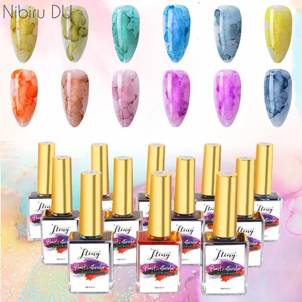 Nagellack, Gel-Nagellack, Aquarell-Blühender Nagellack, 12 Farben, Tinte, Perlglanz, schnell trocknend, Nagelkunst für Nagelzubehör für Profis 230928