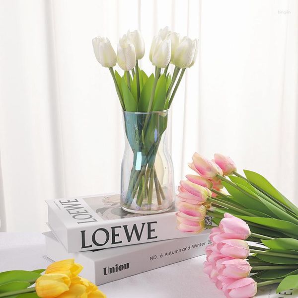 Dekorative Blumen 12PCS Tulpe Künstliche Blume Real Touch Bouquet Gefälschte Für Hochzeit Dekoration Home Garen Decor