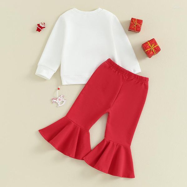 Giyim Setleri Toddler Kız Güz Kıyafetleri Santa Mektubu Baskı Mürettebatı Boyun Sweatshirts Parlama Pantolon 2 PCS Noel Giysileri Set