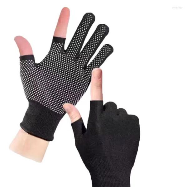 Einweghandschuhe 3 Stück Damen Halbfinger Slip Atmungsaktiv Fingerlos Sommer Sonnenschutz Dot Anti-Rutsch Reiten Outdoor Herren Leckage Dünn