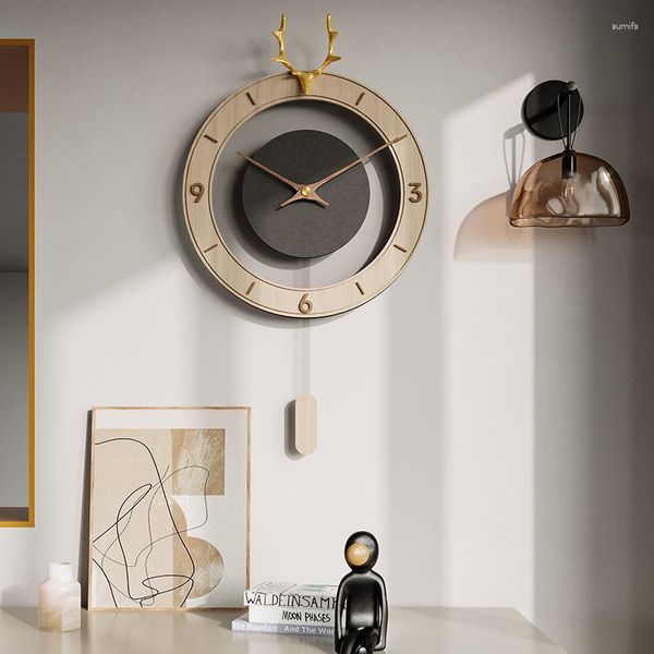Wanduhren Einfache kreative Uhr Wohnzimmer Mode Digital Home Holz Quarz Luxus Stille Electronica